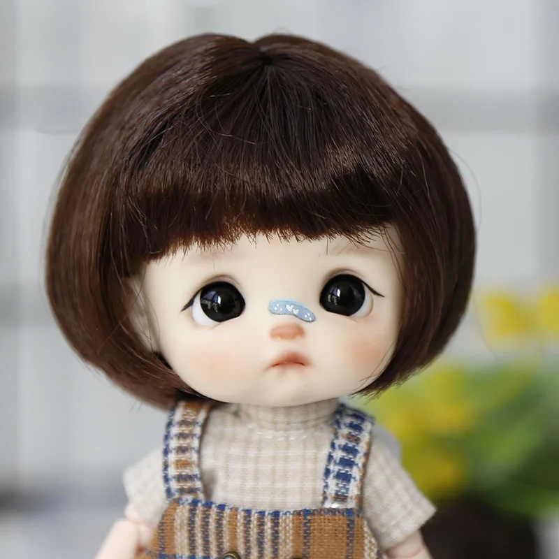 Высококачественный кукольный парик 1/8 BJD SD DD из мягкого волокна, коричневые золотые кудри, милые короткие волосы для куклы ob11, аксессуары для кукол игрушки парик