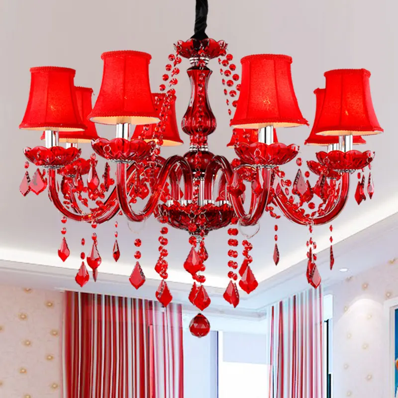 New Modern Red crystal chandeliers for Livingroom Bedroom weeding room indoor lamp crystal lustres de teto ceiling chandelier