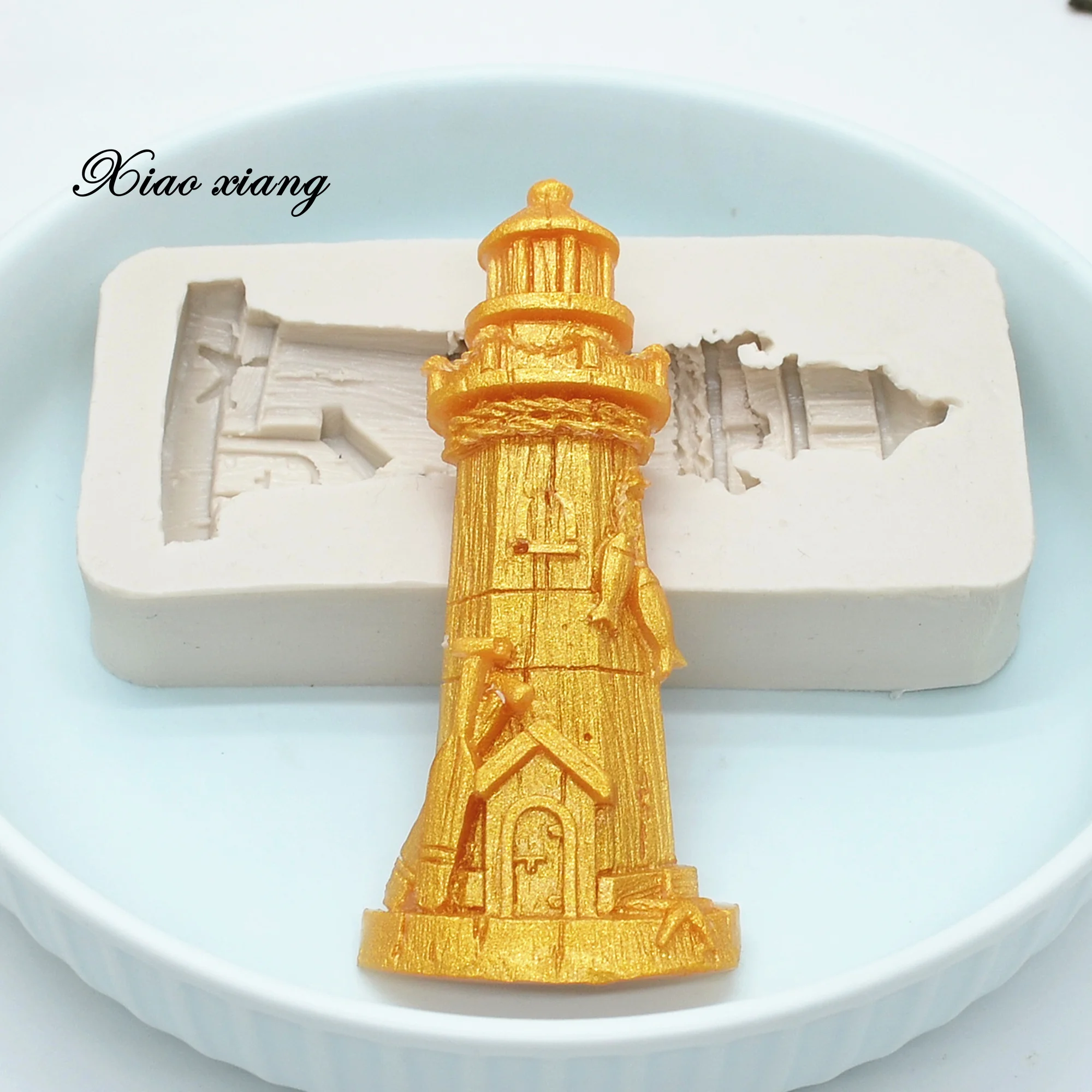 3D Tower Lighthouse Silicone Mold For Baking Fondant Cake Chocolate Lace Decoration DIY Pastry Fondant Mold Kitchen Tools M1811