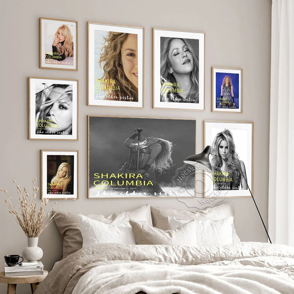 Shakira Columbia Music Superstar Vintage Black White Poster, Hot Singer Magazine Cover Print, Fans Gift, Bar Pub Club Home Decor