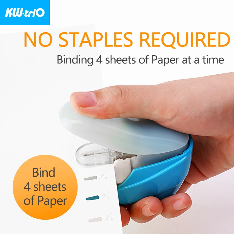 KW-triO Mini Stapleless Stapler Safe Paper Stapling Plastic Stapler Without Staples Portable No Staples Stapler Binding Supplies