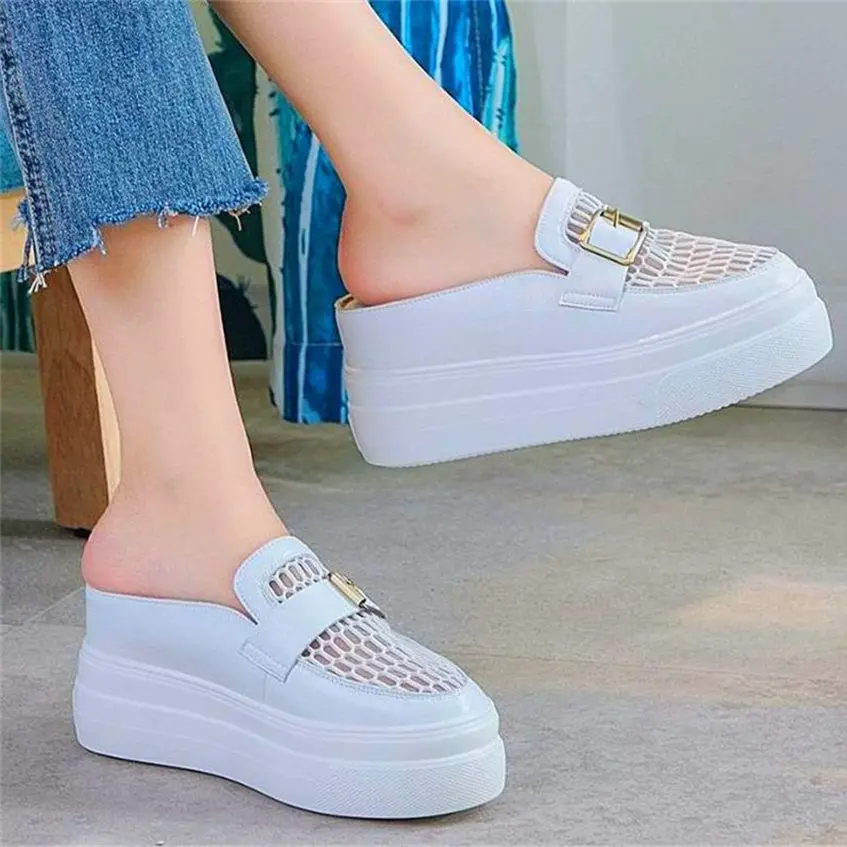 

Platform Sandals Women's Cow Leather Closed Toe Fashion Sneakers Mules Summer Slippers Oxfords Casual Shoes EUR 31-42