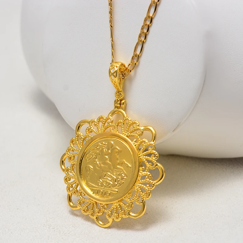 Arabische Goldmünzen-Halskette für Frauen und Männer, Muslimischer Islam Allah Anhänger, Türkischer Schmuck in Goldfarbe – Detail 7