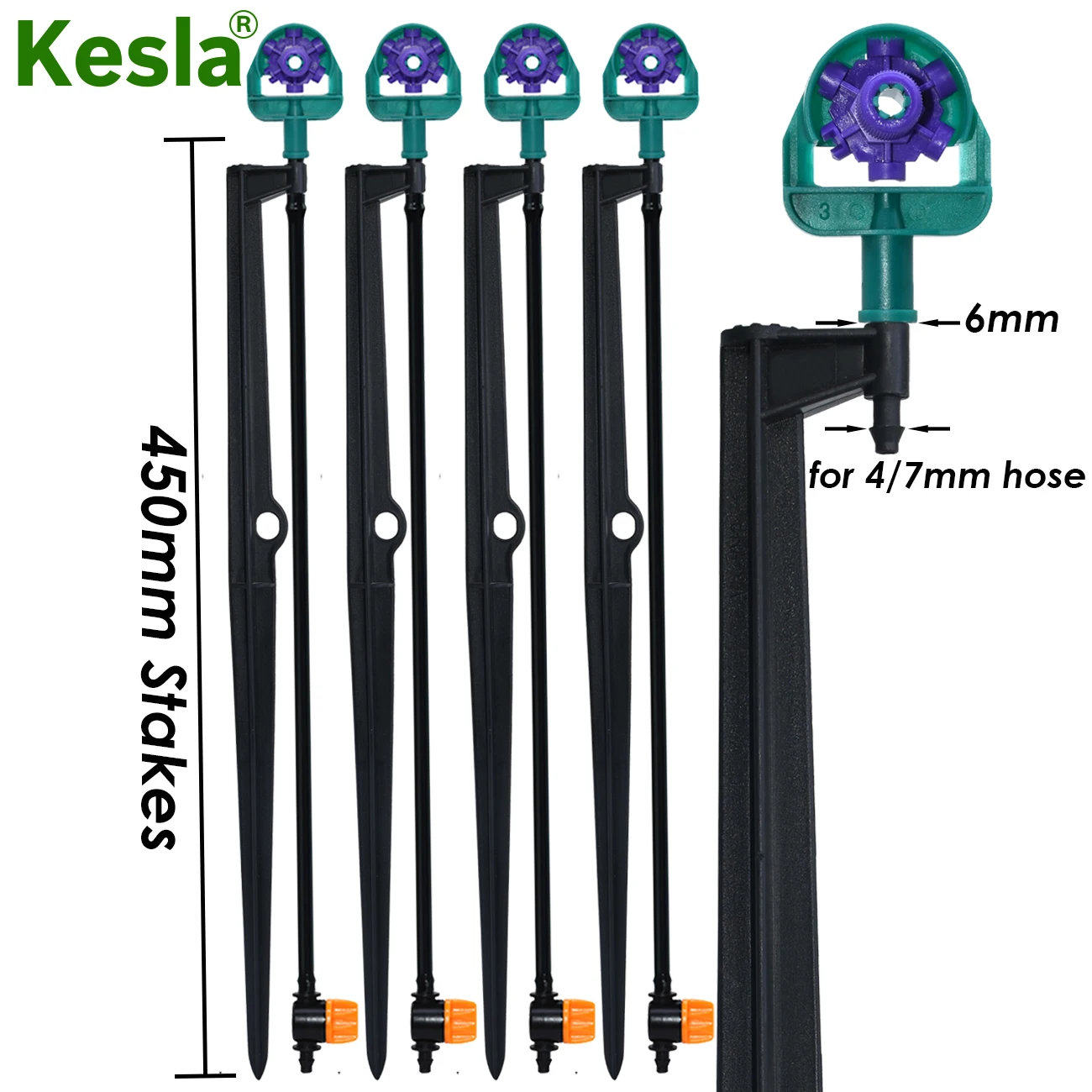 KESLA 10-50 sztuk 45CM Stakes wsparcie 6mm interfejs do nawadniania kropelkowego ogród dla 4/7mm wąż Spike Spray rury wspornik