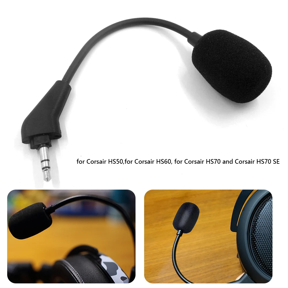 3.5mm Replacement Game Mic Aux Microphone for Corsair HS50/HS60/HS70/HS70 SE Bendable Gaming Headset Headphones Game Mic