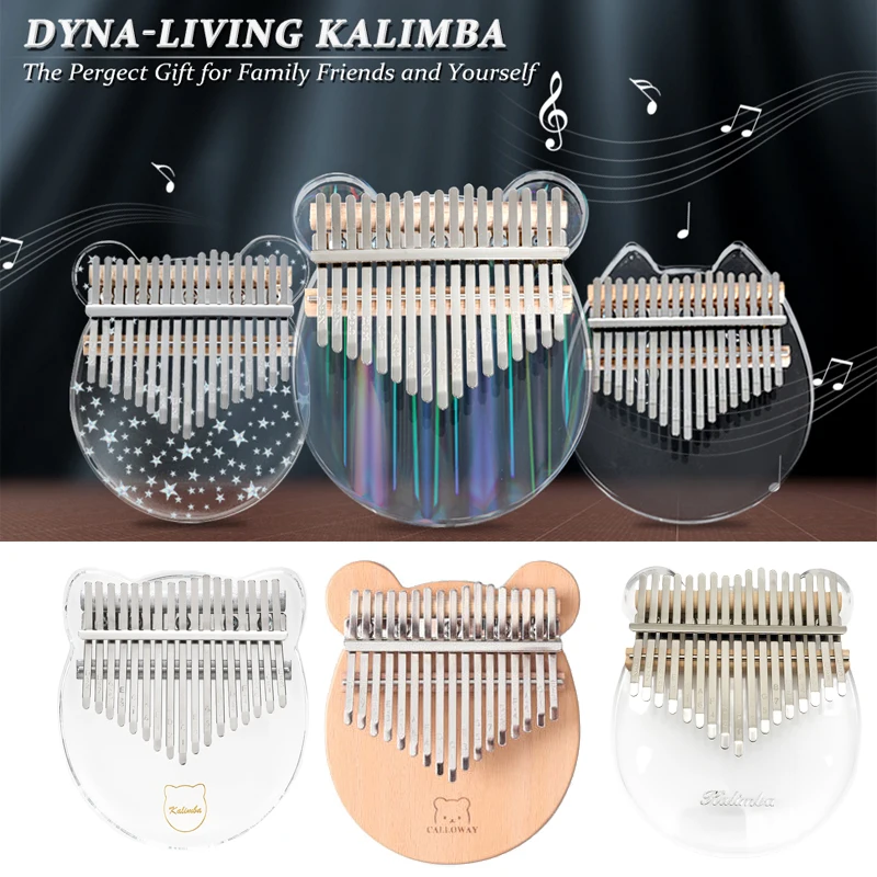 8/17 Keys Bear Shape Acrylic Kalimba Star Sky Finger Thumb Piano Kalimba Keyboard Musical Instruments For Kids Beginners