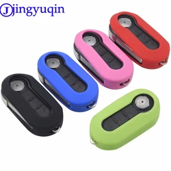 jingyuqin 3Buttons Remote Colorful Car Key Cover Shell Styling Case Fob For Fiat 500 Panda Punto Bravo Silicone Case