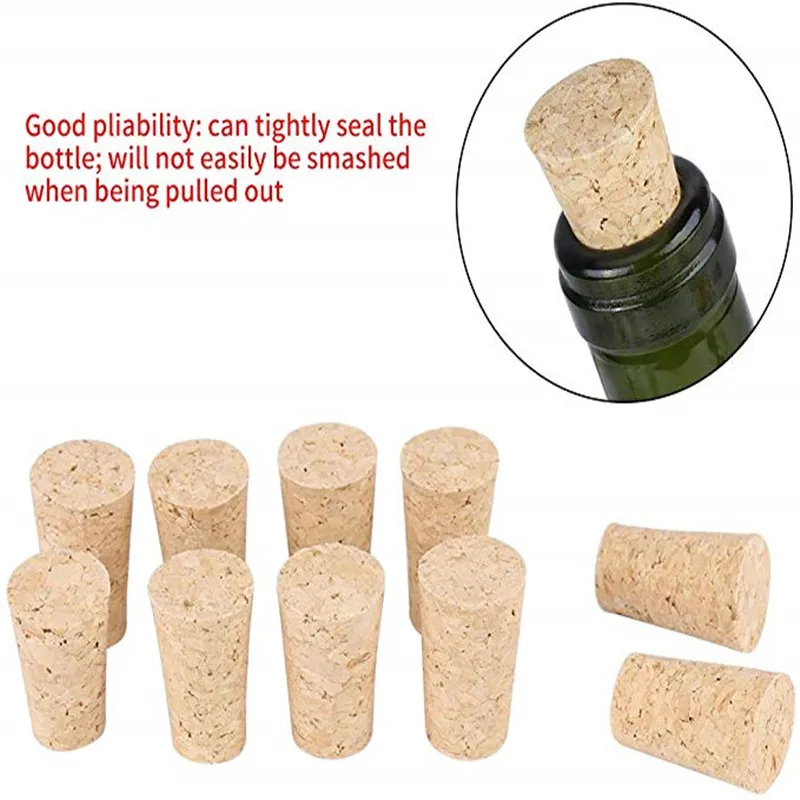 50/100pcs Wine Corks Stopper Reusable Functional Portable Sealing Tapered Wood Wine Bottle Stopper for Bottle Bar Tools