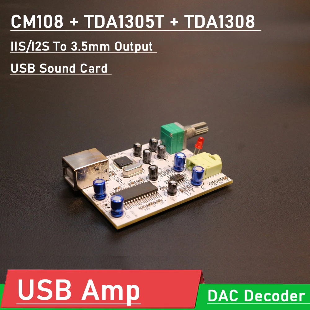 Imagem -02 - Tda1308 Iis I2s para 3.5 mm Saída Usb Amp Usb Placa de Som Dac Decodificador para Amplificador de Alta Fidelidade Cm108 Mais Tda1305t