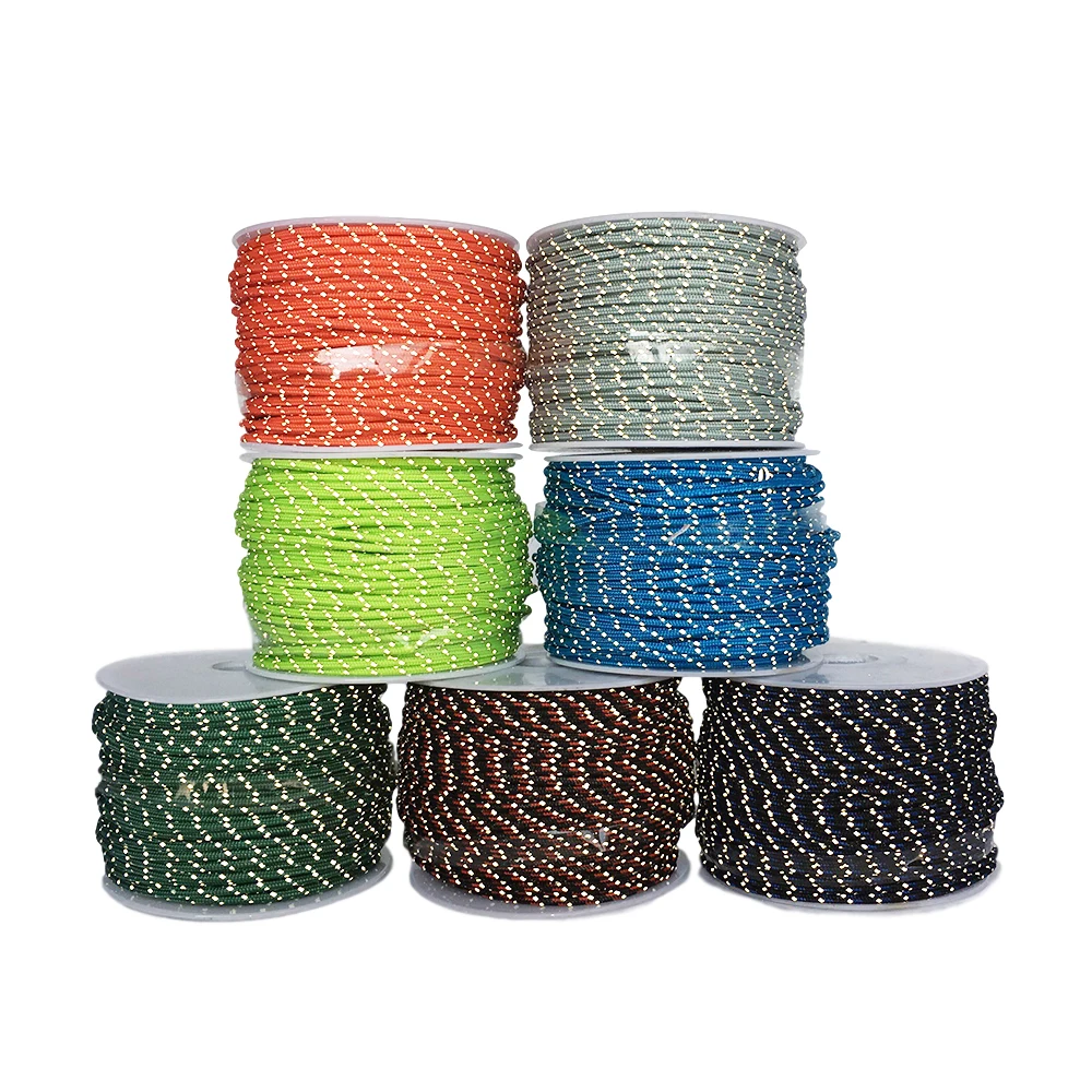 YOUGLE 2.5mm 3 strands 50m Reflective Paracord Parachute Cord Tent Wind Lanyard Rope Fishing Line Clothesline Survival Equipment