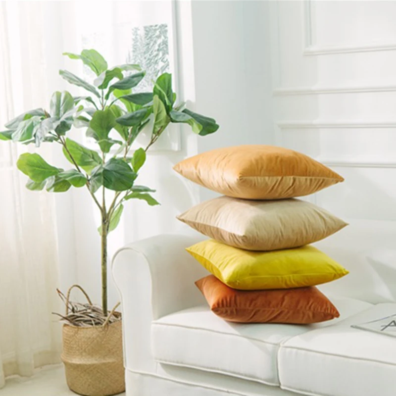Solid Pillow Cover Velvet Decorative Pillows For Sofa Living Room Housse De Coussin 45*45 Decorative Pillows Nordic Home Decor