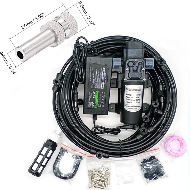 6-18M Outdoor Misting Cooling System Kits for Patio, Irrigation Watering Sprinkler Spray Fog Misting System with Pump