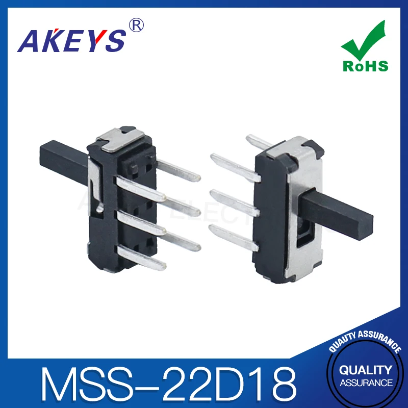 20 قطعة MSS-22D18 6-Pin 2-Pin مستقيم الإدراج الصغيرة تبديل مقبض الارتفاع 2/3 مللي متر صف مزدوج العمودي دبوس انزلاق التبديل 2P2T