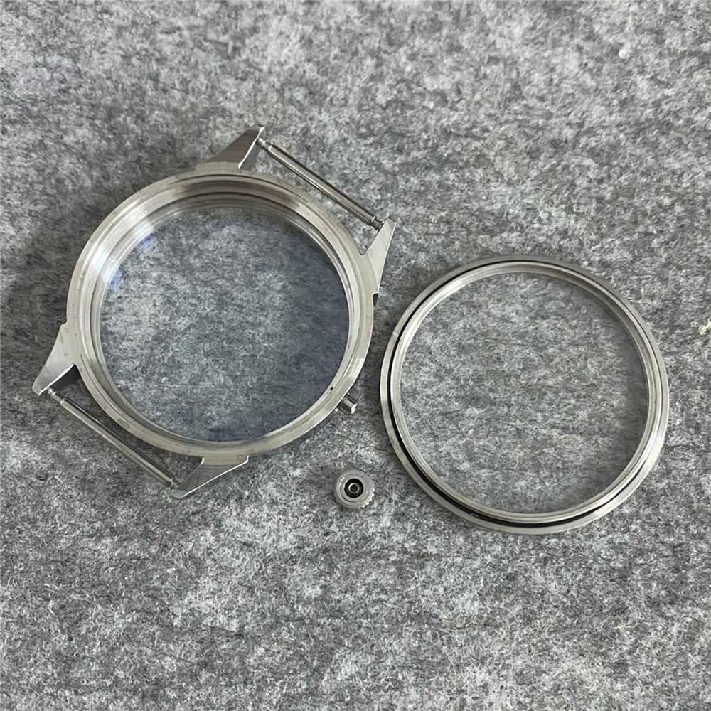 For ETA 6497/6498 Replacement 42MM Stainless Steel Watch Case Frosted Transparent Bottom Watch Case for ST3600/ST3620 Movement