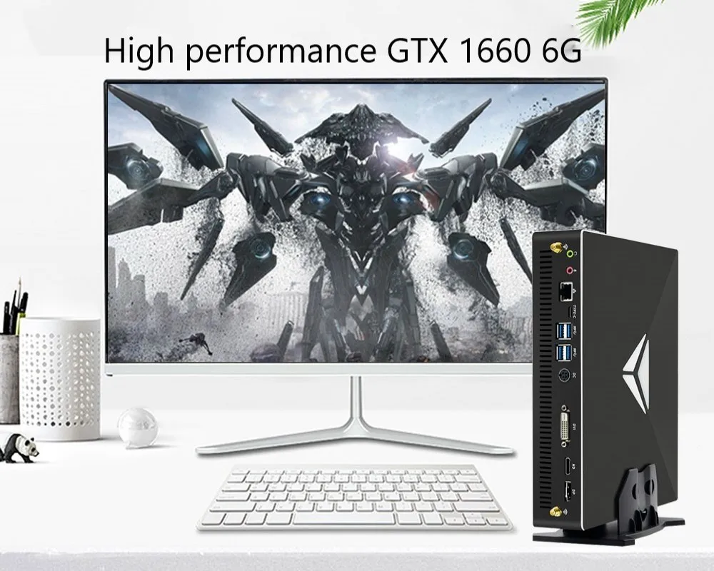 Yohirs 9th Gen Micro Desktop PC i9 9900T 9100F GTX1660S 6G Super Win10 Pro 3D Graphic Design Portable Linux Gaming Computers