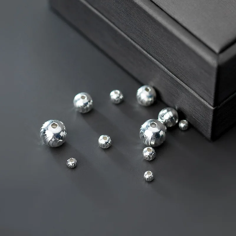 1pack 925 Sterling Silver Handwork Curve Round Loose Beads 3mm 4mm 6mm 8mm Manual Silver Charm Beads DIY Jewelry Findings Gift