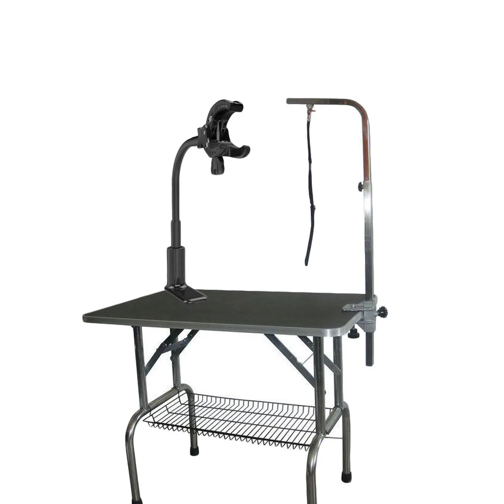 Soporte fijo para secador de pelo de mascotas, soporte giratorio de 360 °, manos libres, tres mordazas, mesa de aseo, Clip para secador de pelo