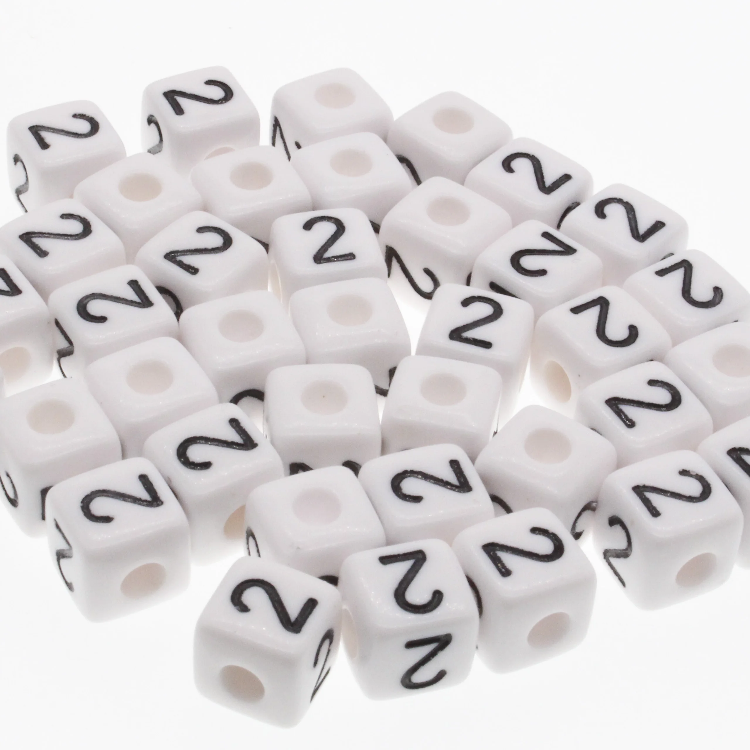 CHONGAI 20/50Pcs Cube Acrylic Number Beads Single Number 0-9 White Square Bracelet Jewelry Making Beads 10*10mm