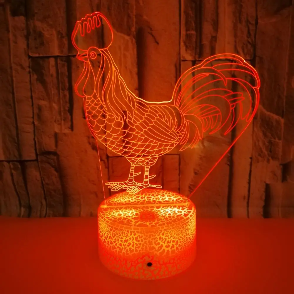 Cock Rooster Chick Acrylic 7Colors Desk Lamp 3D Lamp Novelty Child Gift Led Night Light Millennium Falcon Light