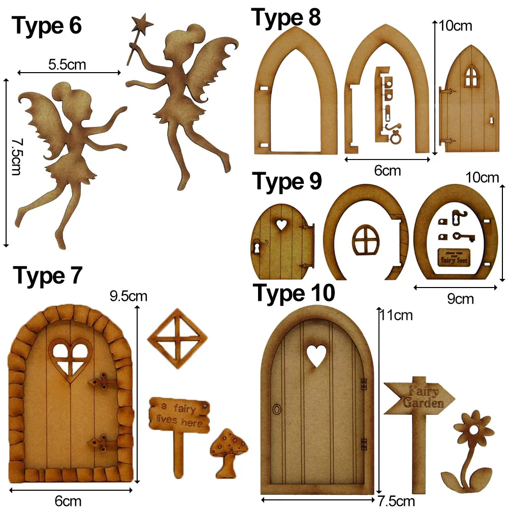 Wooden Miniature Fairy Elf Door DIY Painting Vintage Decor Dollhouse Garden Craft Accessories Doll House Micro Landscape Gift