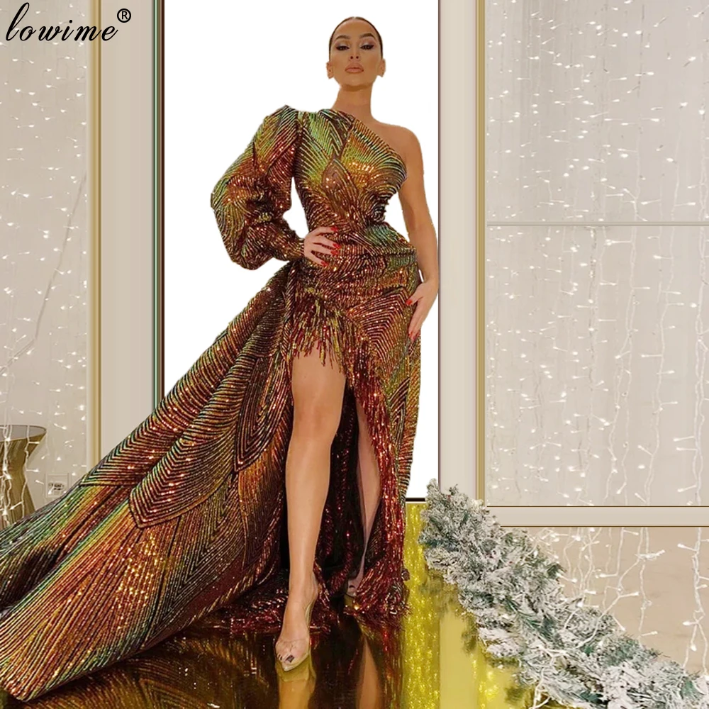 Fashion Design muzułmańskie jedno ramię Celebrity suknie dubaj Couture czerwony dywan Runaway sukienki szata na imprezę De Soiree suknie Vestido