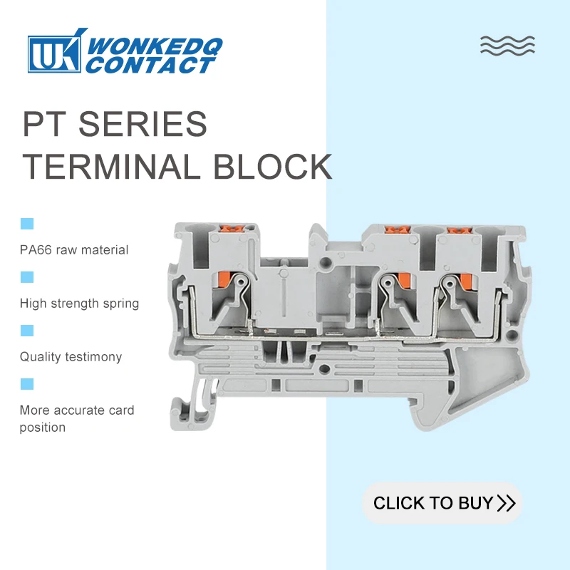 PT 2.5-TW Din Rail Terminal Block Push-in Electrical Connector 2.5mm² PT2.5-Twin 3-Conductor Wire PT2.5-TW