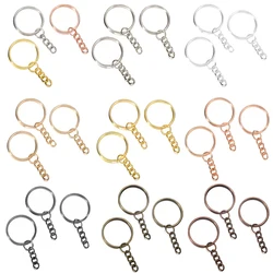 10Pcs/Pack 25mm Split Key Ring With Chain Jump Rings Keychain Ring Parts Gold Color For Crafting DIY Keyring Accessories