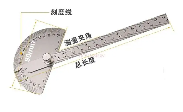 Angle Ruler Stainless Steel Measuring Angle Large Protractor Woodworking Protractor Stainless Angle Ruler Angle Ruler