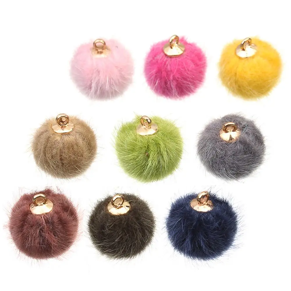 Pompom Ball Bead Charms Pendant For Necklace Bracelet Jewelry Making DIY Earring Fingdings DIY Fluffy Ball for Tassel Earrings