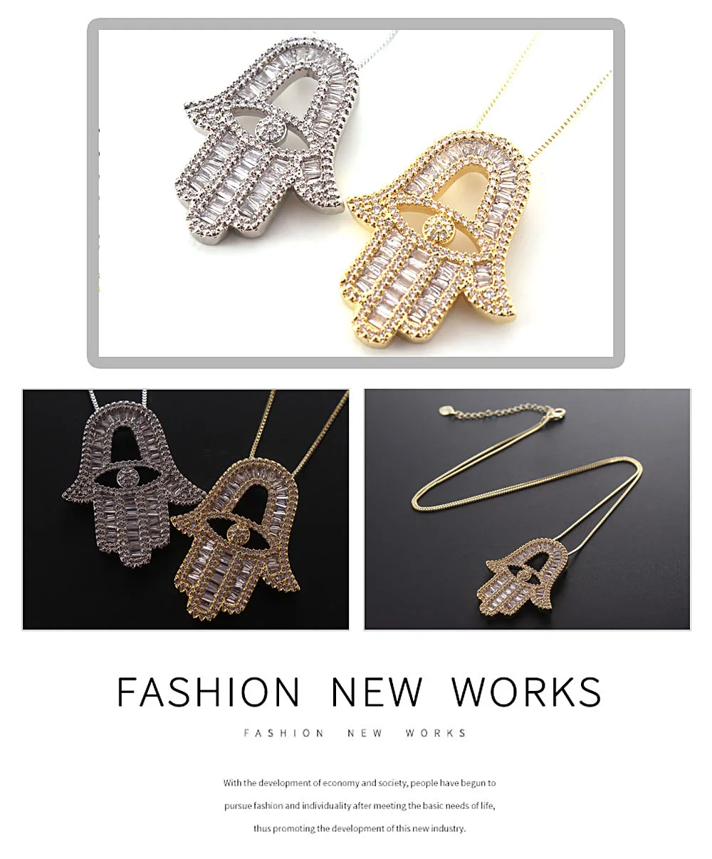Mhs. sun 1pc Mode kubischen Schmuck mit bösen Blick von Horus aaa Zirkon Hände Anhänger Halskette Kette Halsreif für Frauen/Männer Geschenk – Detail 19