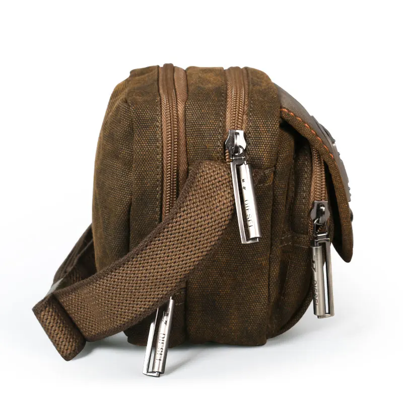 Vintage Canvas Shoulder Small Bag Men Teenage Boys Retro Outdoor Mountaineering Wear Resistance Cross Messenger Bags