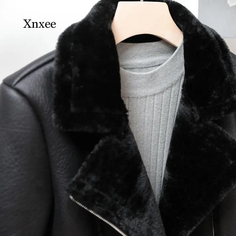 2020 New Winter Faux Shearling Sheepskin Coats Women Thick Warm Pu Faux Lamb Leather Jacket Black Motorcycle Female Overcoat Top