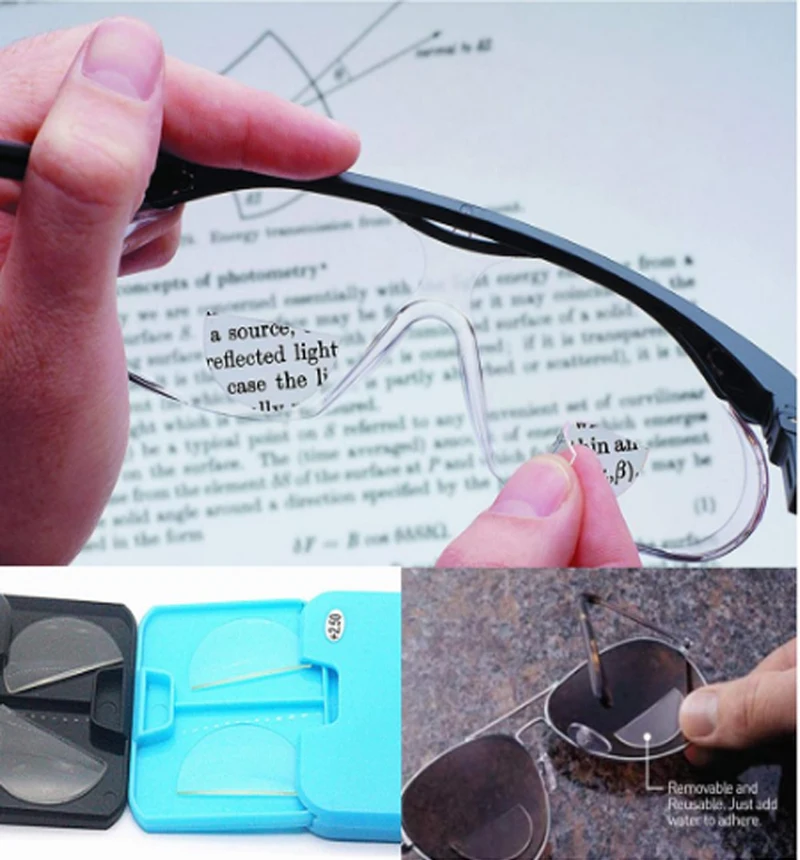 Portable 2-piece liquid silicone bifocal reading Super light Bifocal Reading Lens Stick-on Presbyopic Lenses Magnification 1.75