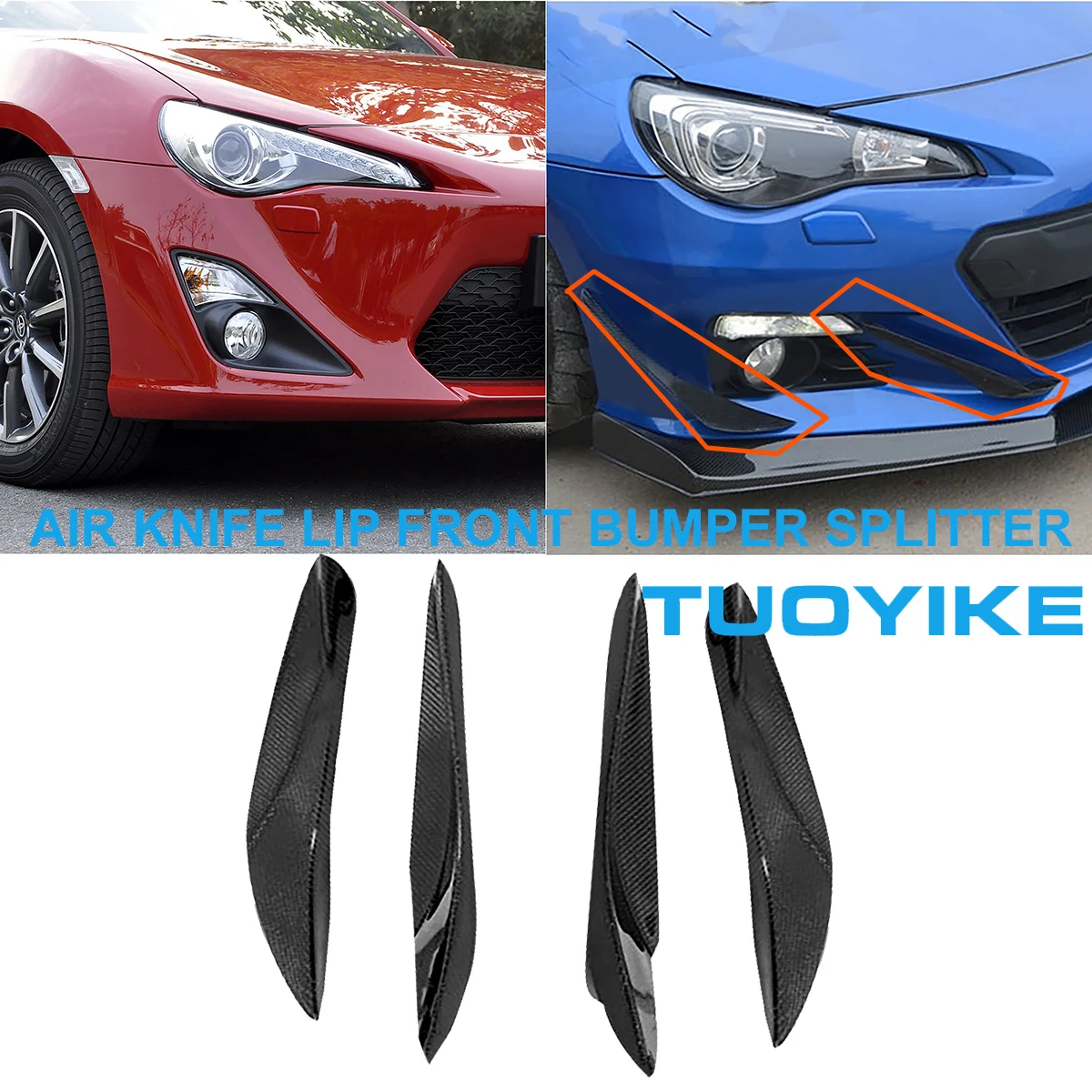 

Car Styling Carbon Fiber Front Bumper Splitter Lip Kit Air Knife Shape Frame Cover Trim For Toyota GT86 Subaru BRZ 2012-2016