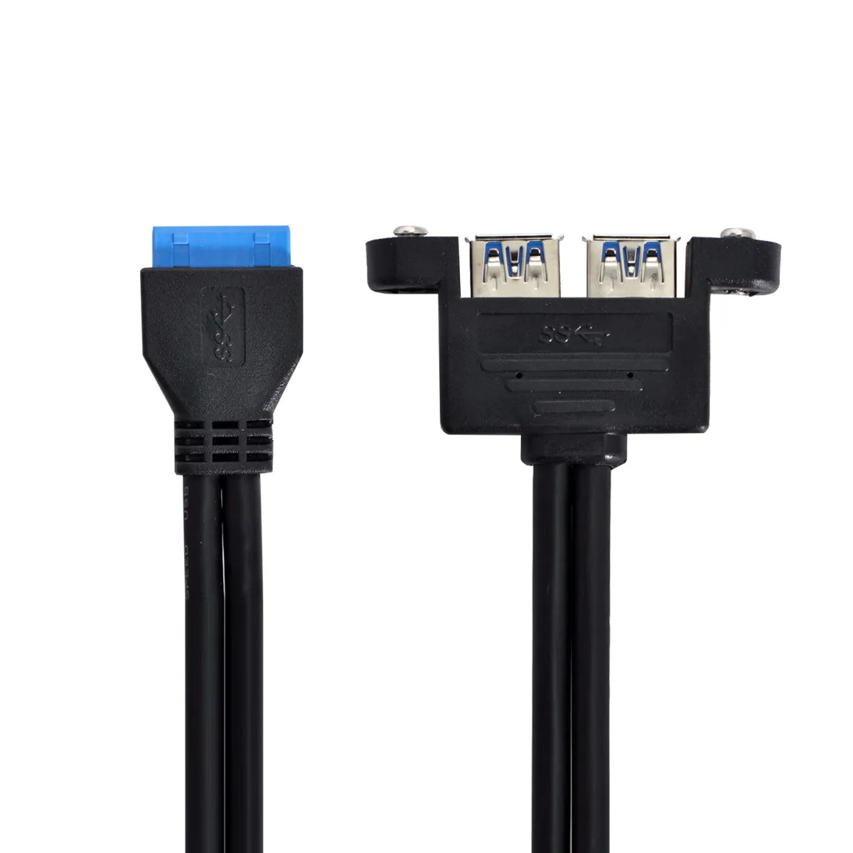 

Cablecc Dual Port USB 3.0 Female Panel Type to Motherboard 20Pin Header cable 50cm