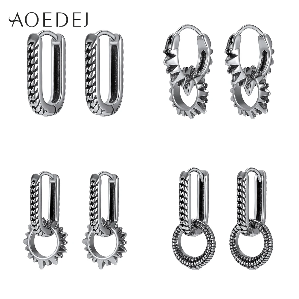 

AOEDEJ Male Stainless Steel Hoop Earrings Punk Style Earring for Men Hip Hop Ear Round Earring Biker Jewelry Accessories