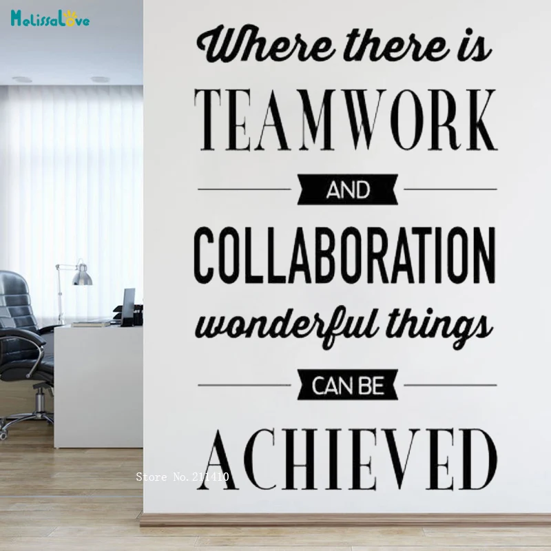 Where These Is Teamwork Sign Office Wall Art Sticker Collaboration Wonderful Thing Can Be Achieved Inspirational YT3290