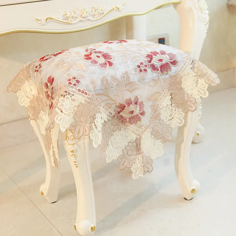 European style organza lace cover flower Embroidered piano bench dressing table Chair decorate jacquard luxury universal cover