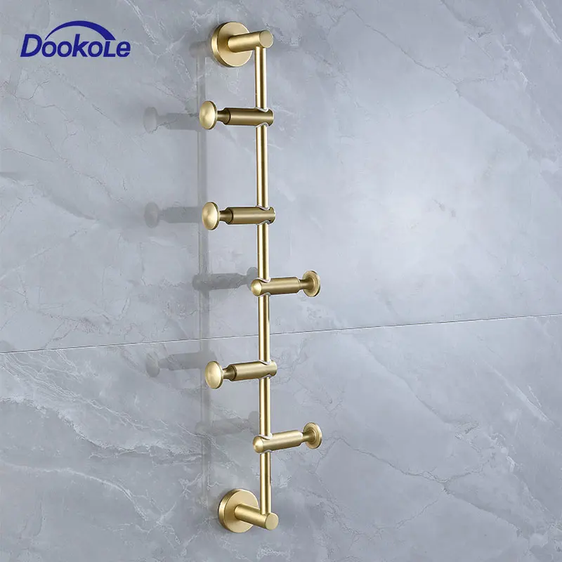 

DOOKOLE Solid Brass Coat Rack Free Adjustment, Wall Mount Coat Hooks with 3/4/5/6 Hooks for Hats, Scarves, Clothes Handbags