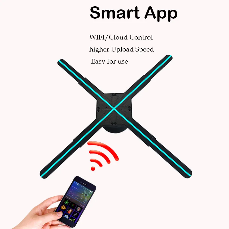 50 سنتيمتر أربعة شفرات عالية السطوع Wifi App سحابة التحكم دعم بلوتوث ثلاثية الأبعاد الهولوغرام مروحة ثلاثية الأبعاد الهولوغرام led مروحة ثلاثية الأبعاد LED مروحة ثلاثية الأبعاد مروحة