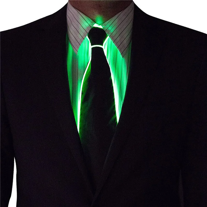 Men Glowing Tie EL Wire Neon LED Luminous Party Haloween Christmas Luminous Light Up Decoration DJ Bar Club Stage Prop Clothing