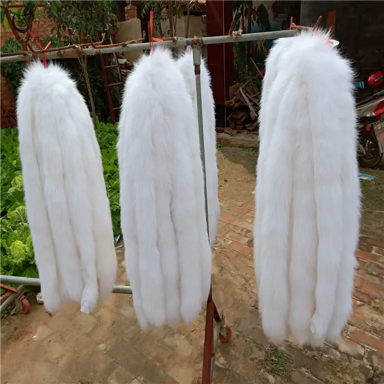 

Real Fox Fur Hat Strip White Black Color Fur Collar Cap Fur Collar DIY Decoration Fur Hood Trim Collar