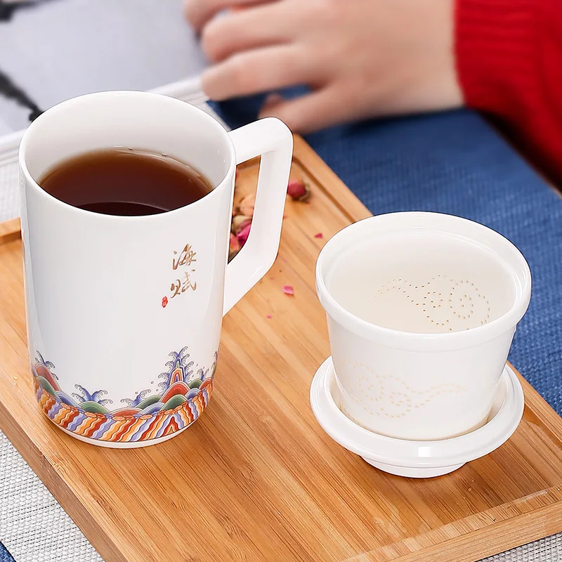 

New High capacity style ceramic tea cup mug with filter Travel convenience Tea set tea set Office household drinking utensils