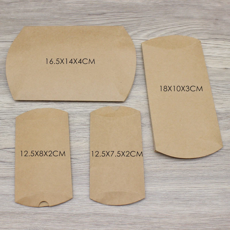 10pc Multis Size Gifts Box Vintage Kraft White Gifts Package Pillow Box Paper Party Suppiles Wrapping Jewelry Package