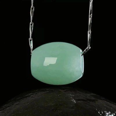 Natural Burmese Jade Passepartout Amulet Pendant 925 Silver Necklace Elegant Princess Jewelry Best Gift