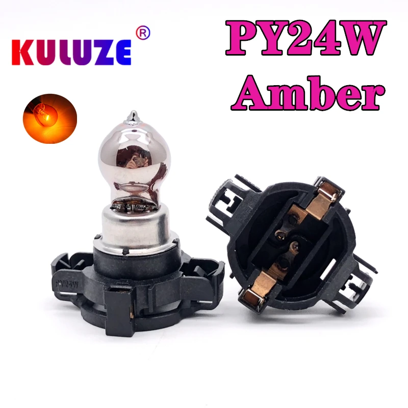 2 Pcs PY24W amber chrome plated bulb 12V24W invisible turn signal  motor vehicle signal lamp Amber Halogen Lamp