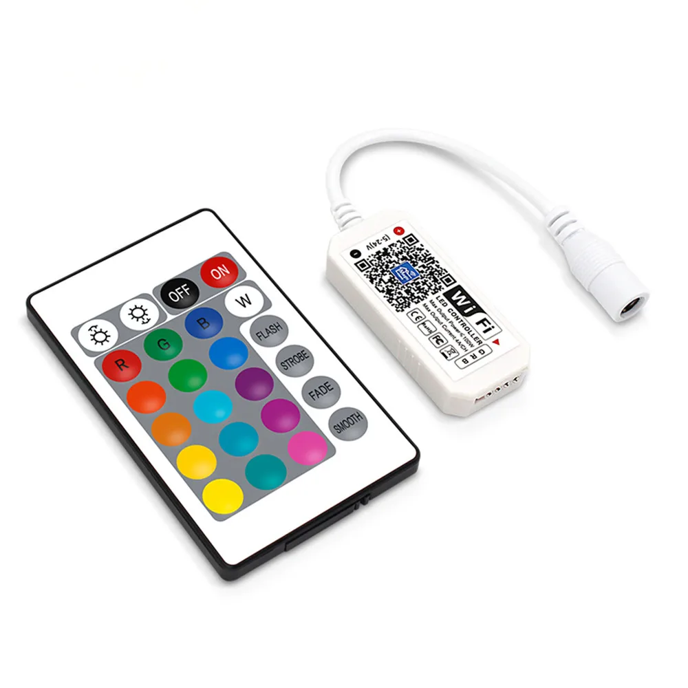 10 PCS DC12V Mini Wifi RGB/RGBW Led Controller + IR 24 Key Remote Controller for 5050 RGB / RGBW LED Strip