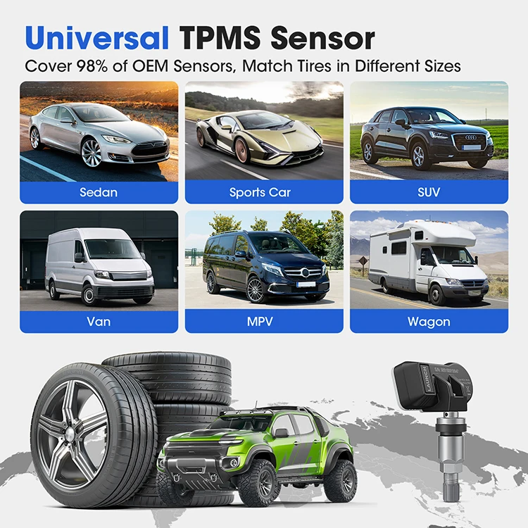 LAUNCH RF-SENSOR TPMS Sensor Rubber Mental Sensor315MHz 433MHz Sensor 2in1 Sensor Tire Pressure Monitoring Sensor Programming