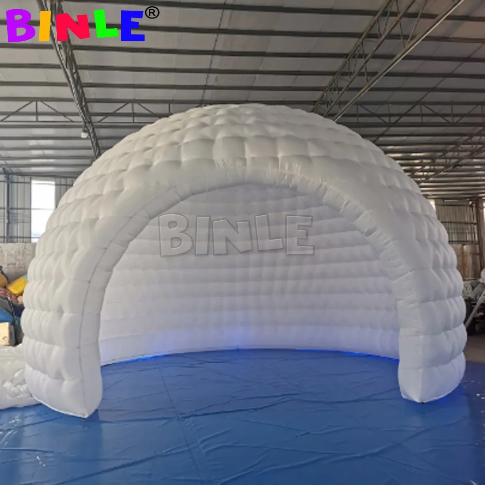 Cúpula de aire inflable promocional con luces Led, iglú blanco, tienda de escenario para Pub de boda, feria comercial