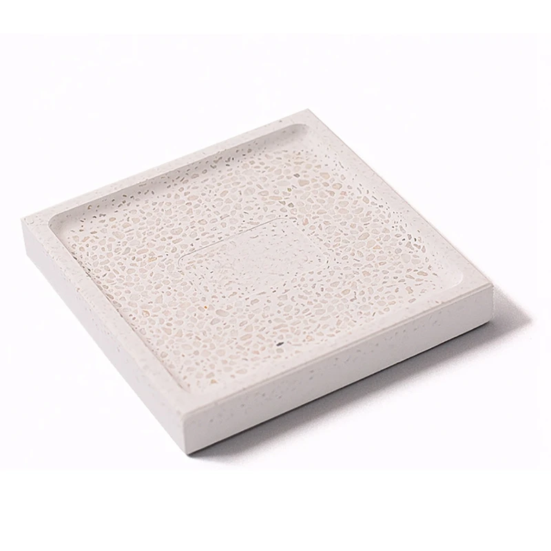 Stylish Diatomite Soap Dish Quick Water Drying Square Soap Holder Soap Saver For Shower Desktop Storage Bathroom Accessories